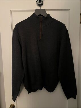 Hickey Freeman Dark Charcoal Half-Zip Sweater
